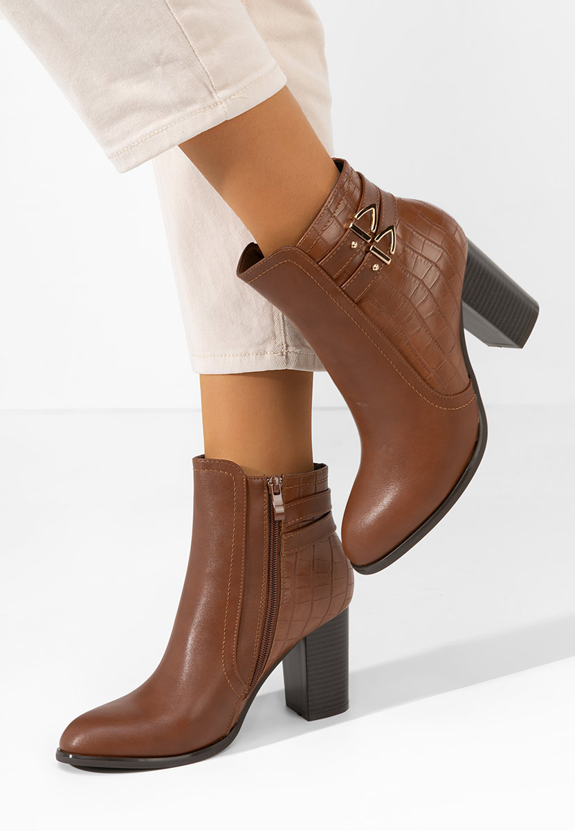 Botine cu toc gros Theodore camel