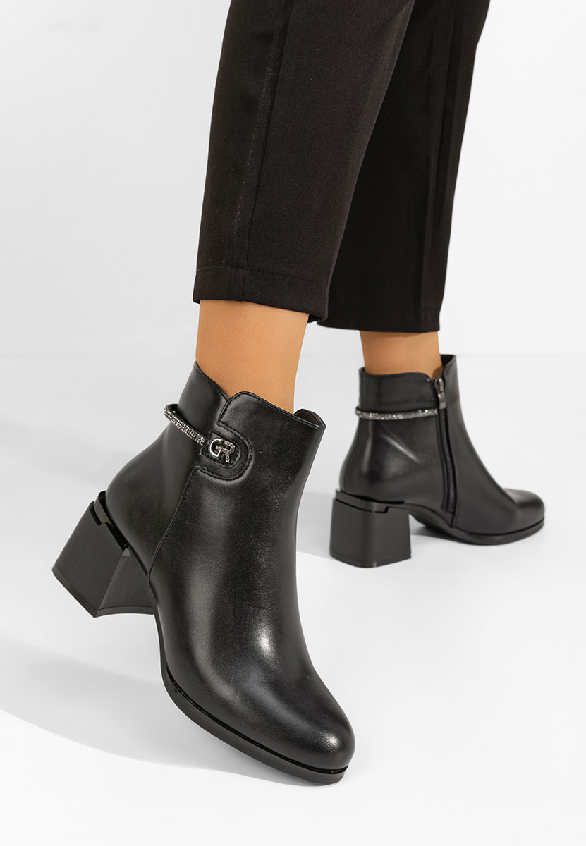 Botine cu toc gros Georgie negre