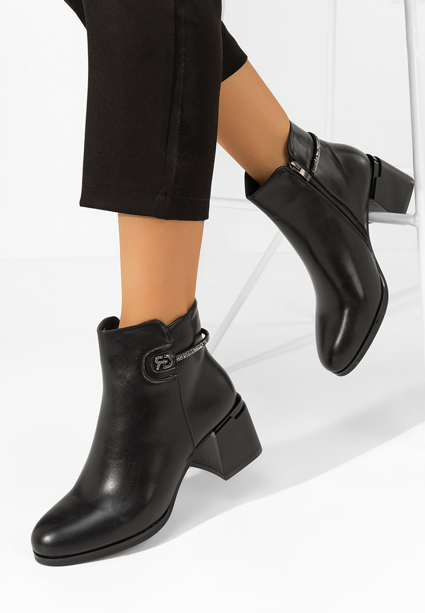 Botine cu toc gros Georgie negre