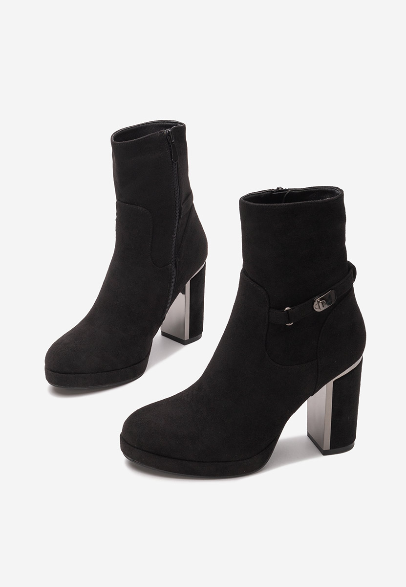 Botine cu toc gros Chester negre