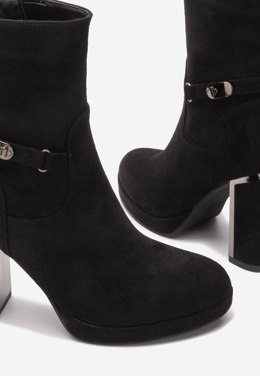 Botine cu toc gros Chester negre