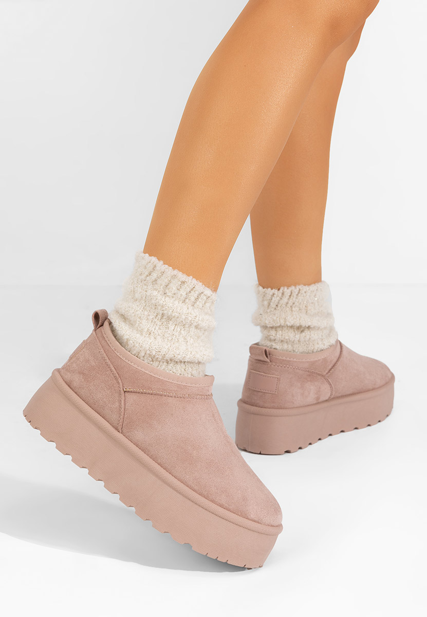 Cizme tip ugg Lorenna roz