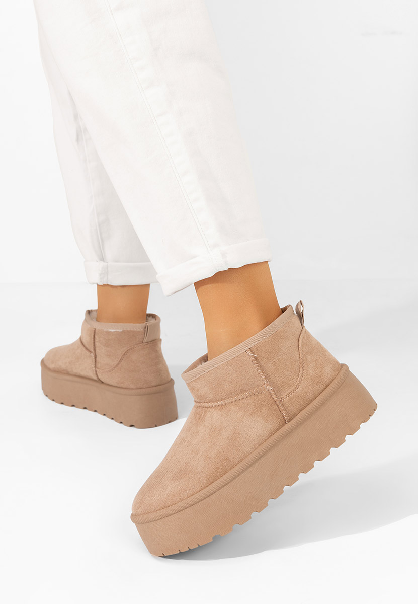 Cizme tip ugg Lorenna kaki