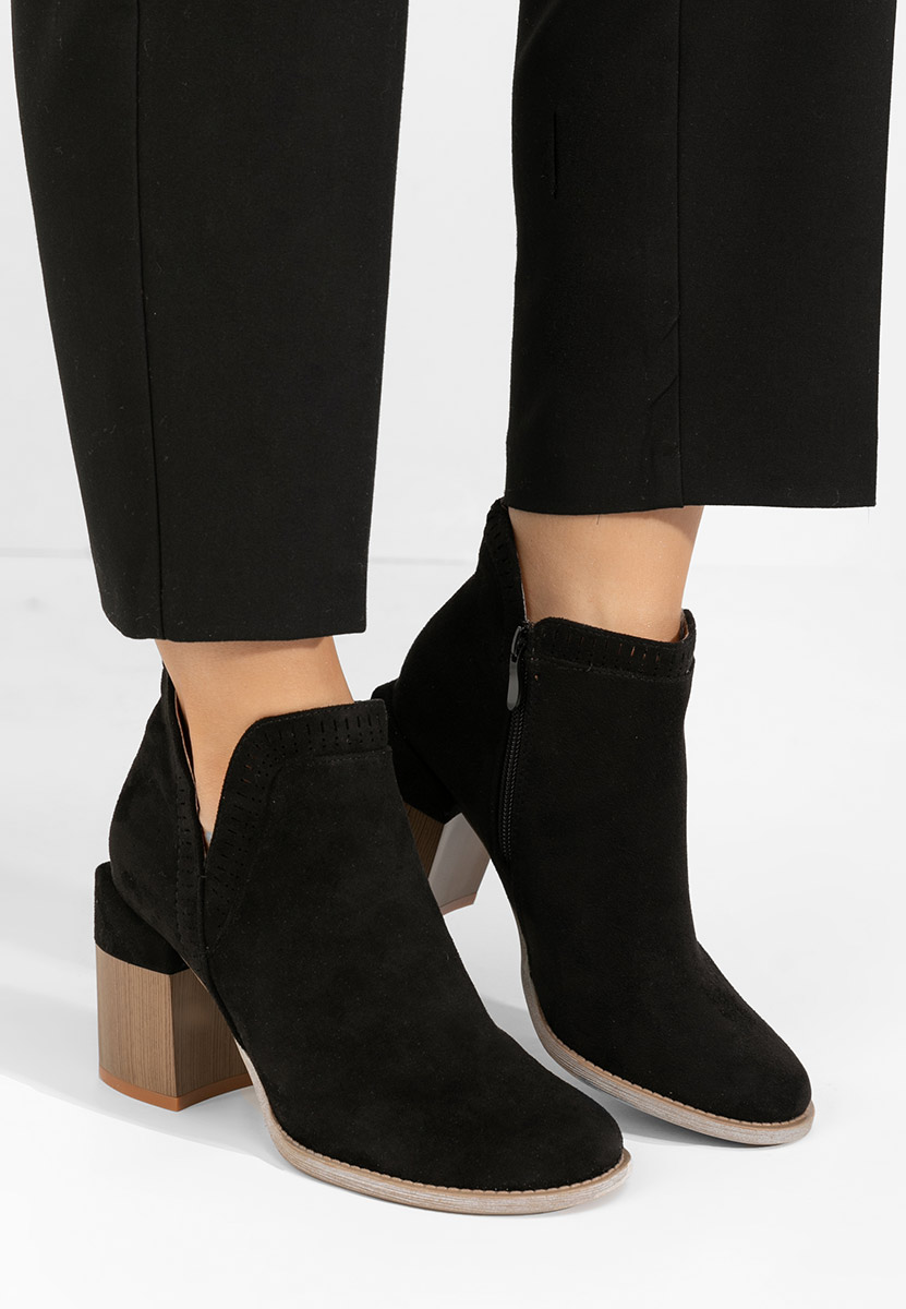 Botine cu toc gros Traicy negre