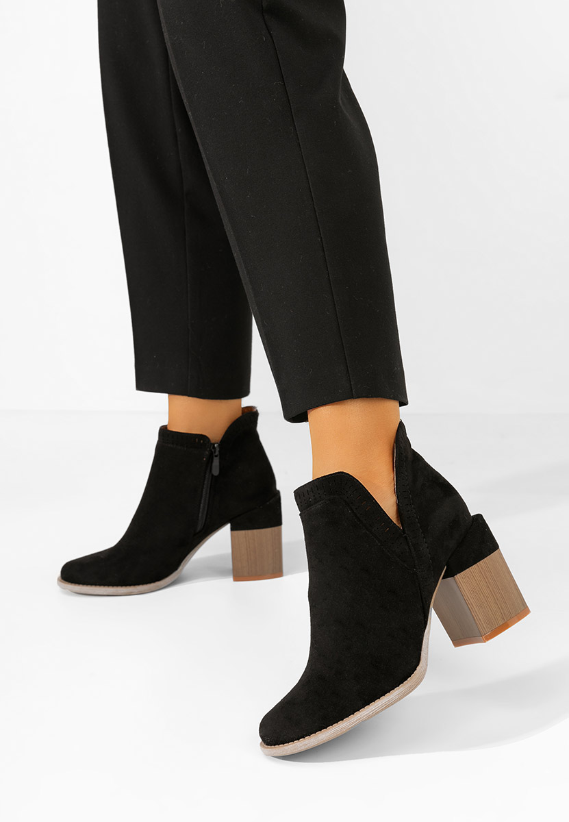 Botine cu toc gros Traicy negre