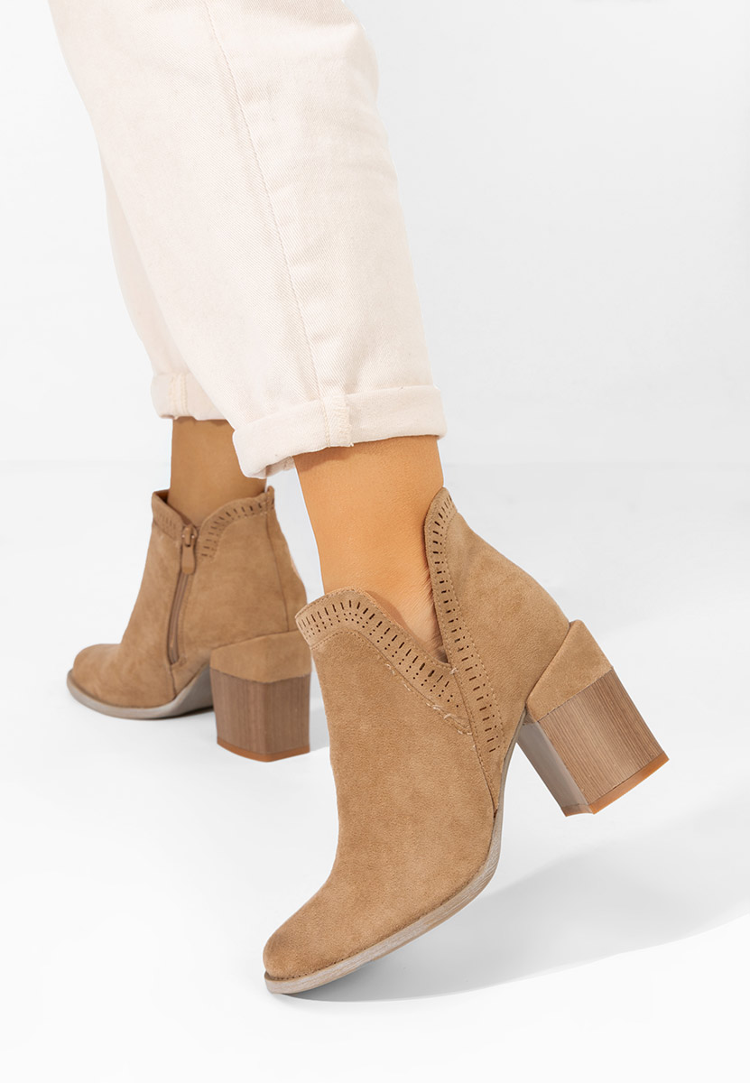 Botine cu toc gros Traicy kaki