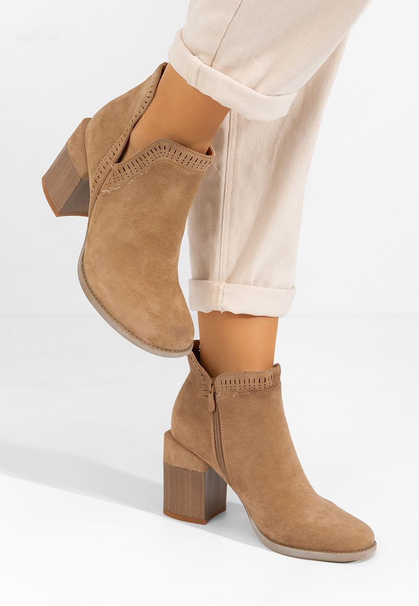 Botine cu toc gros Traicy kaki