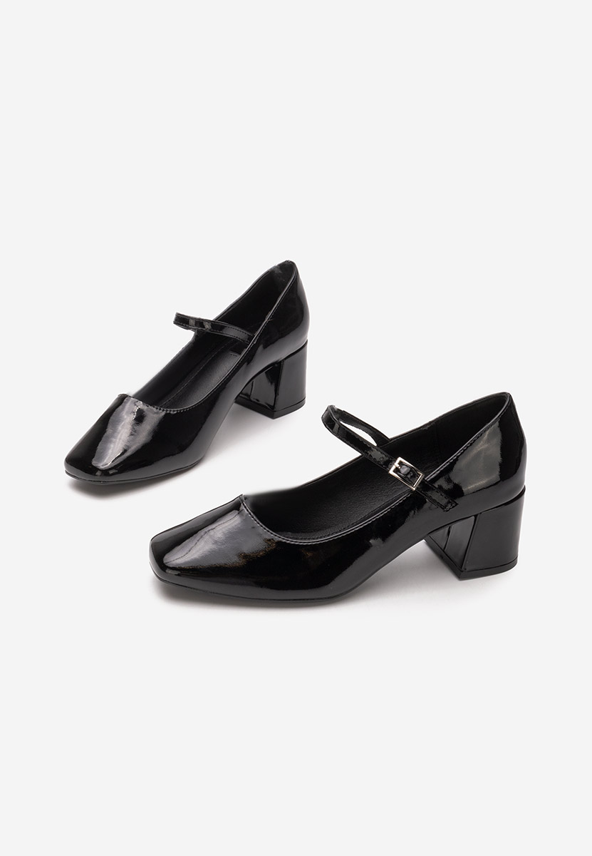 Pantofi cu toc gros Erosa V4 negri