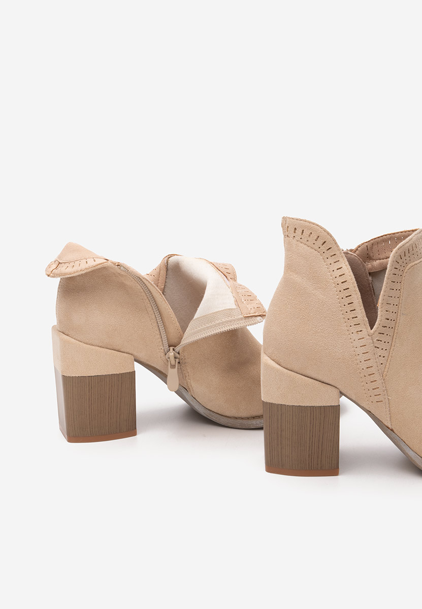 Botine cu toc gros Traicy bej