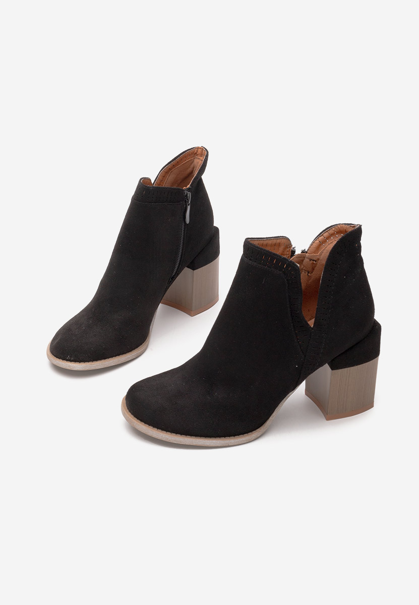 Botine cu toc gros Traicy negre