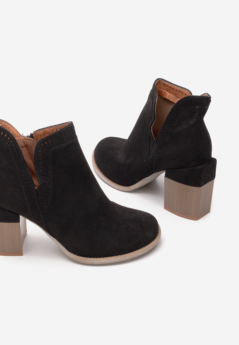 Botine cu toc gros Traicy negre