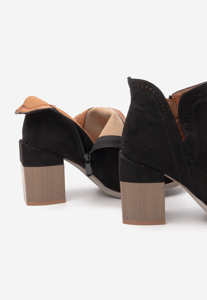 Botine cu toc gros Traicy negre