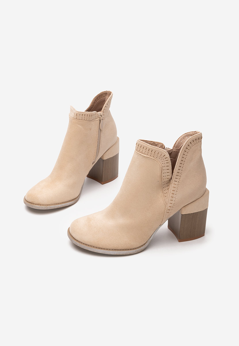 Botine cu toc gros Traicy bej