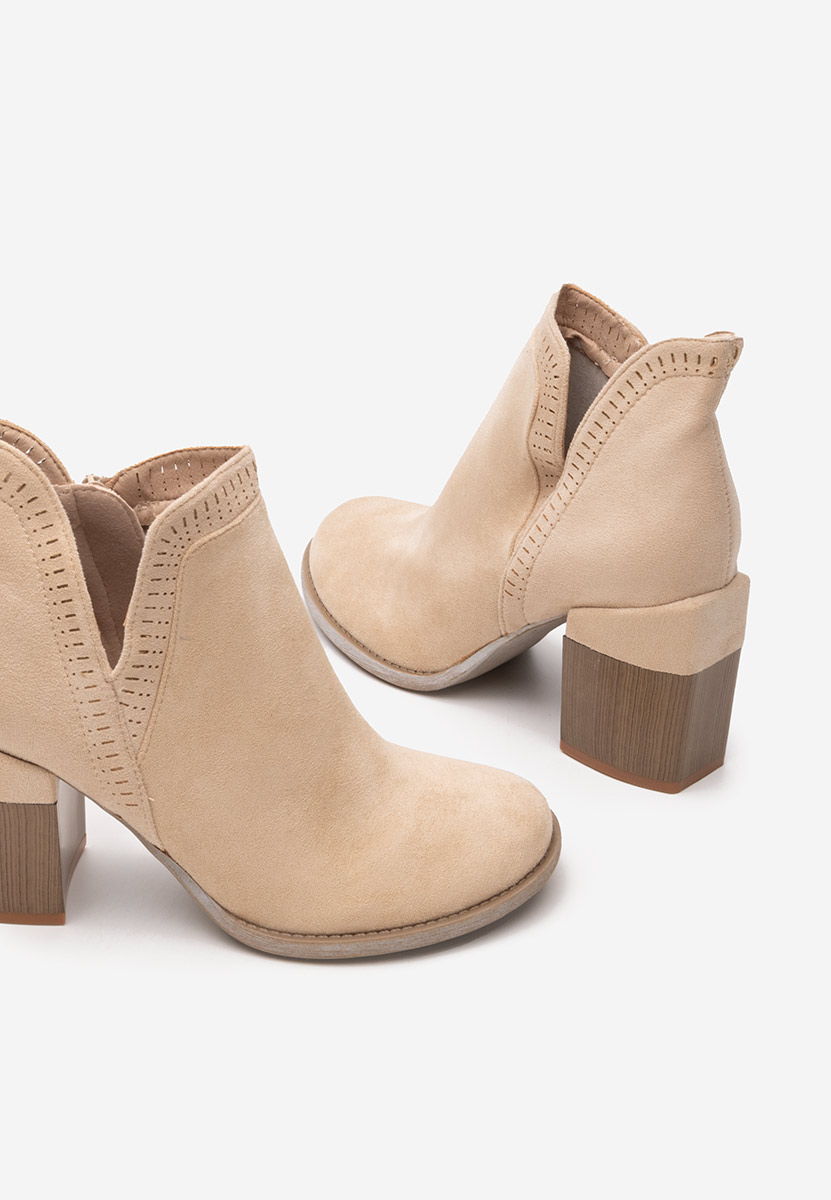 Botine cu toc gros Traicy bej