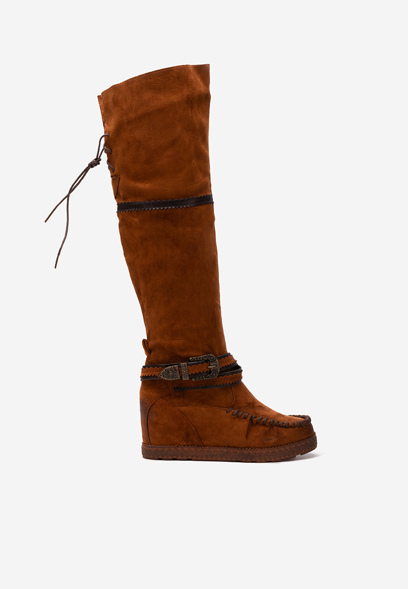 Cizme cu platforma ascunsa camel Caizia V2