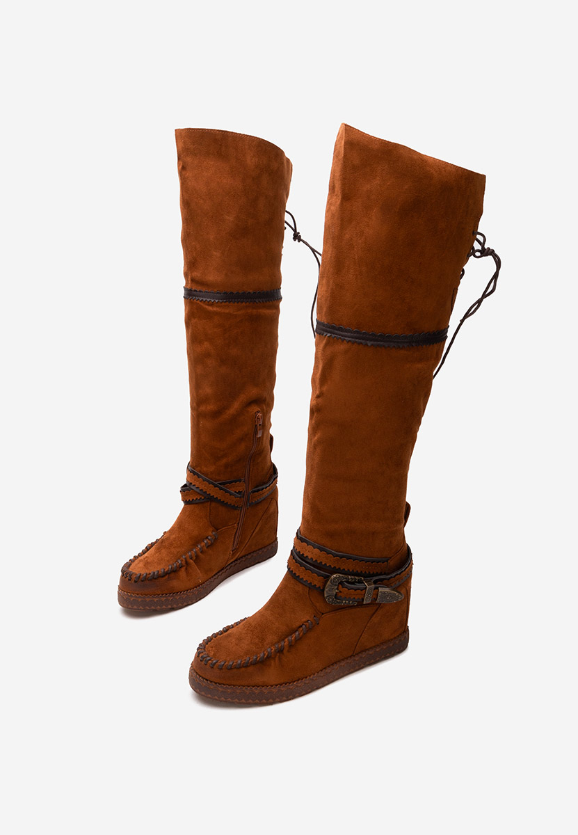 Cizme cu platforma ascunsa camel Caizia V2