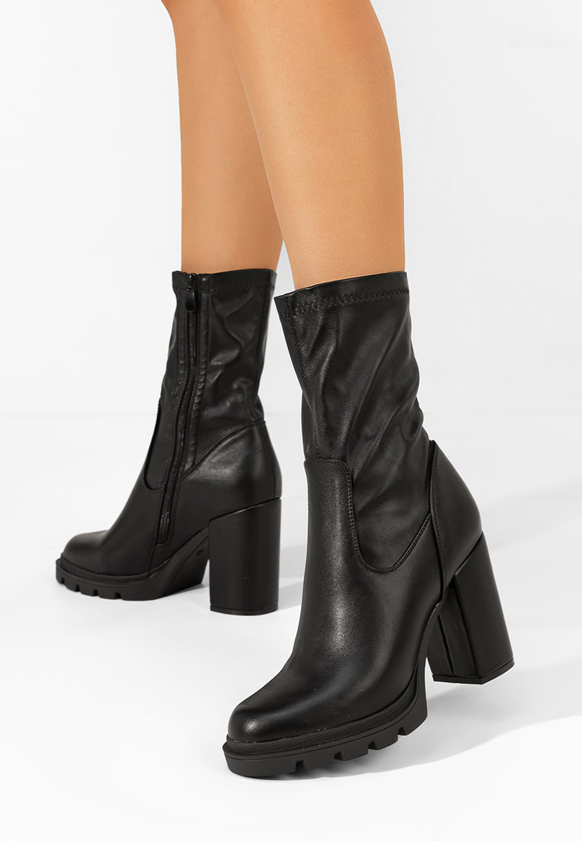 Botine cu toc gros Cazalla negre