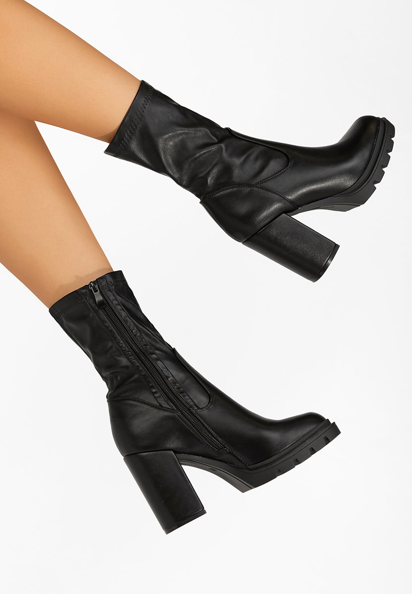 Botine cu toc gros Cazalla negre