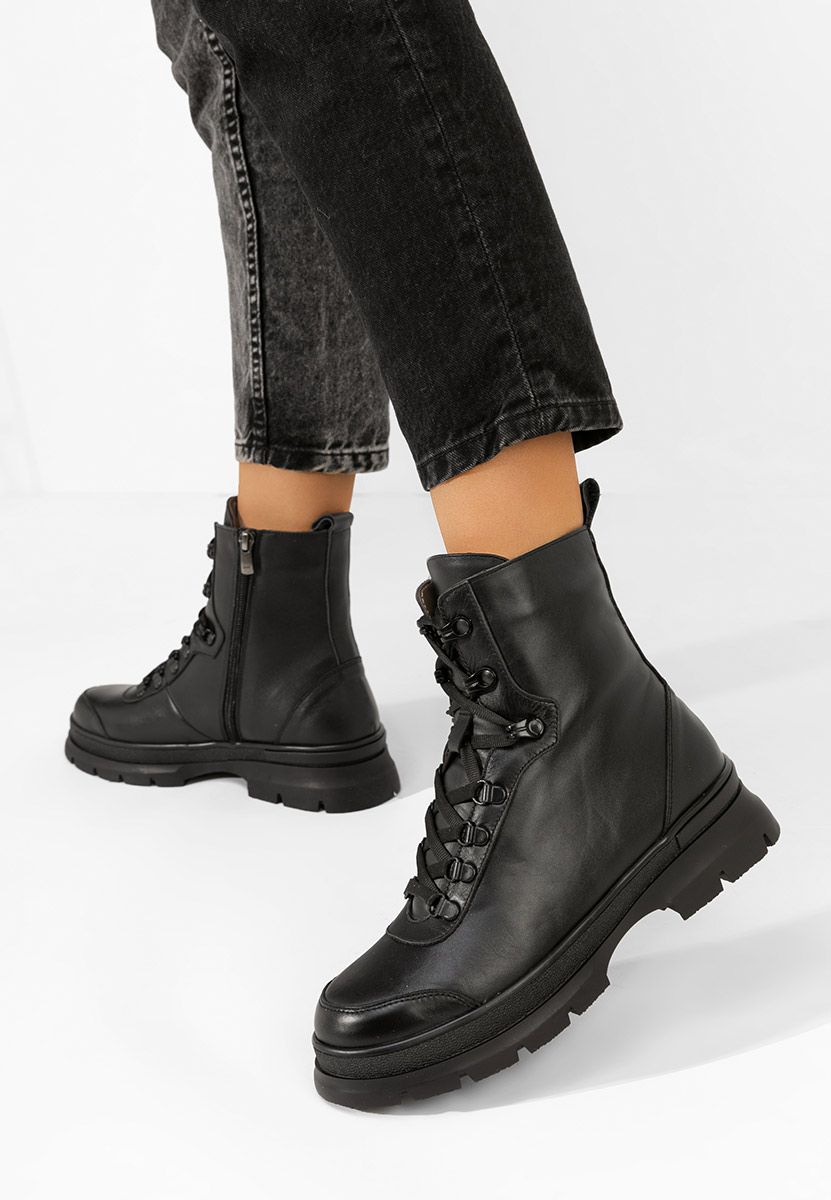 Ghete dama piele Rachal negre