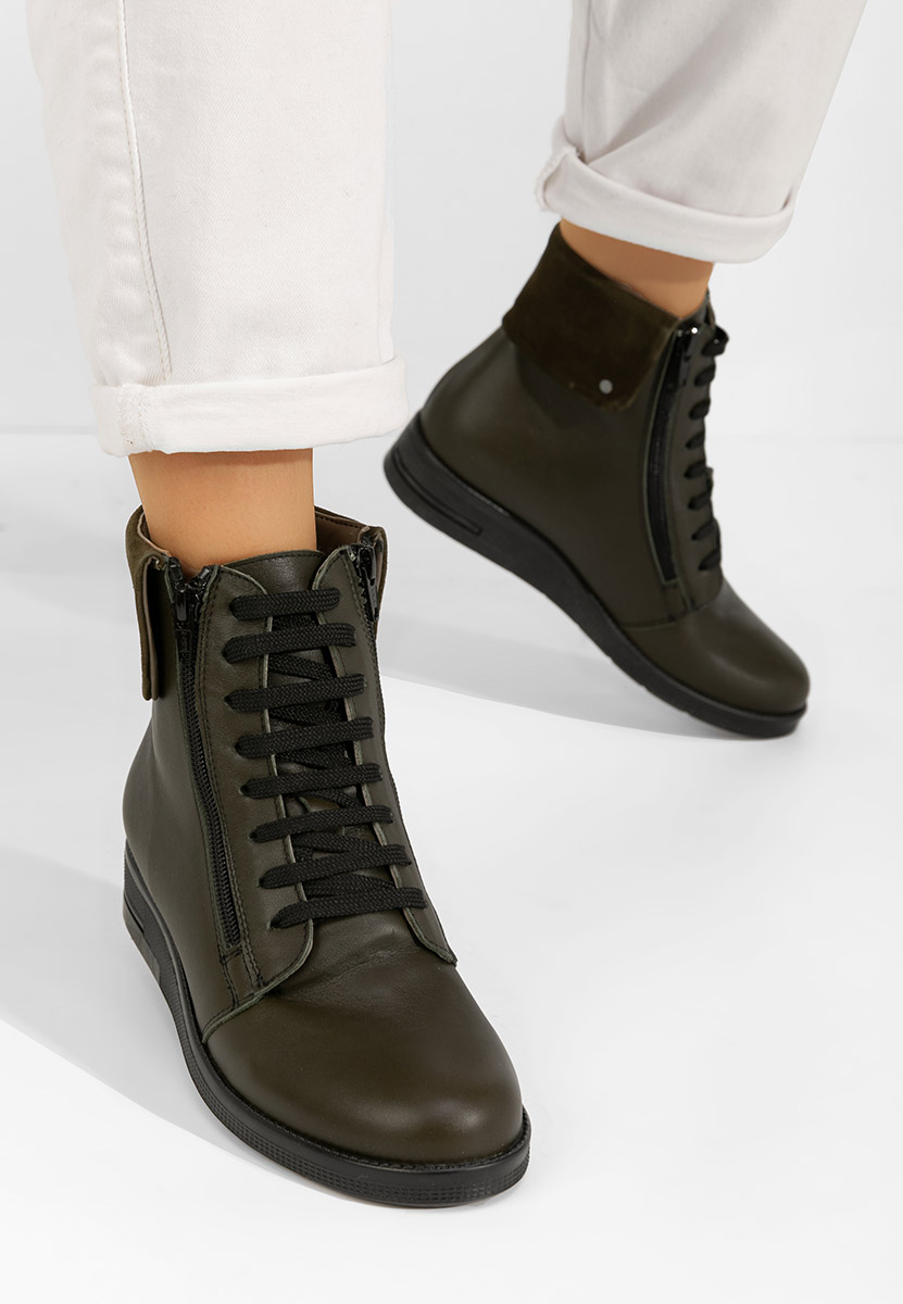 Ghete dama piele Monserrate kaki