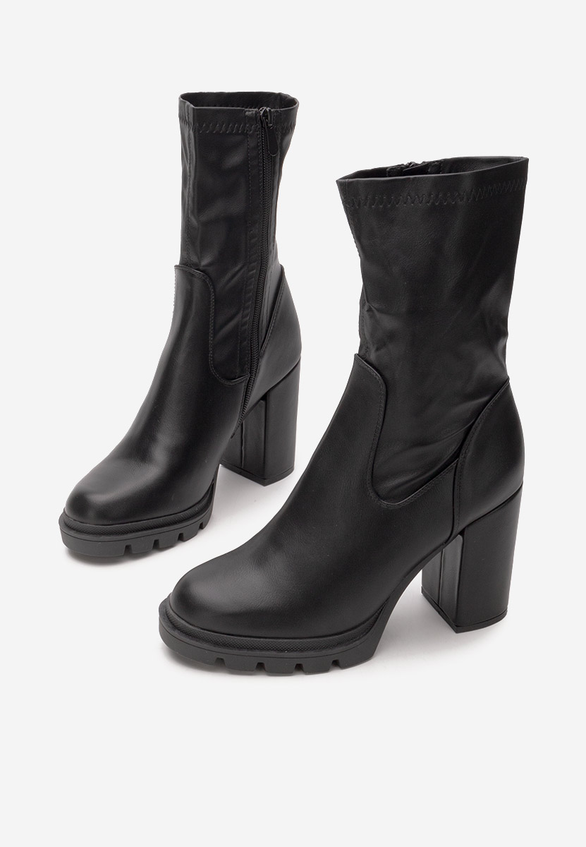 Botine cu toc gros Cazalla negre