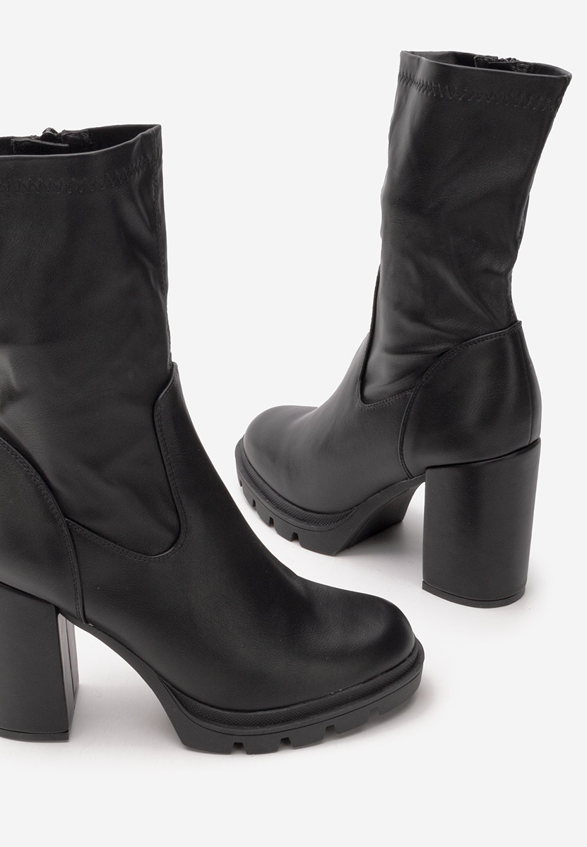 Botine cu toc gros Cazalla negre