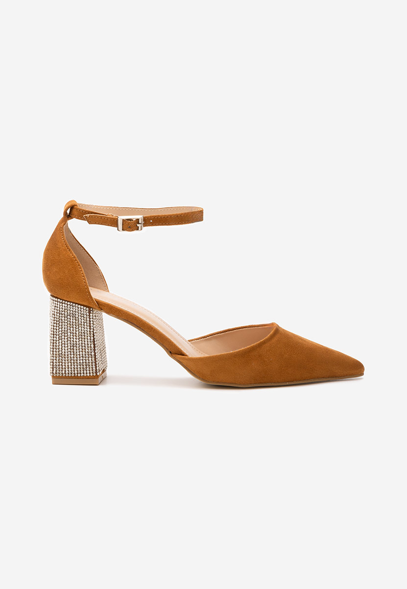 Pantofi cu toc gros Ivette camel