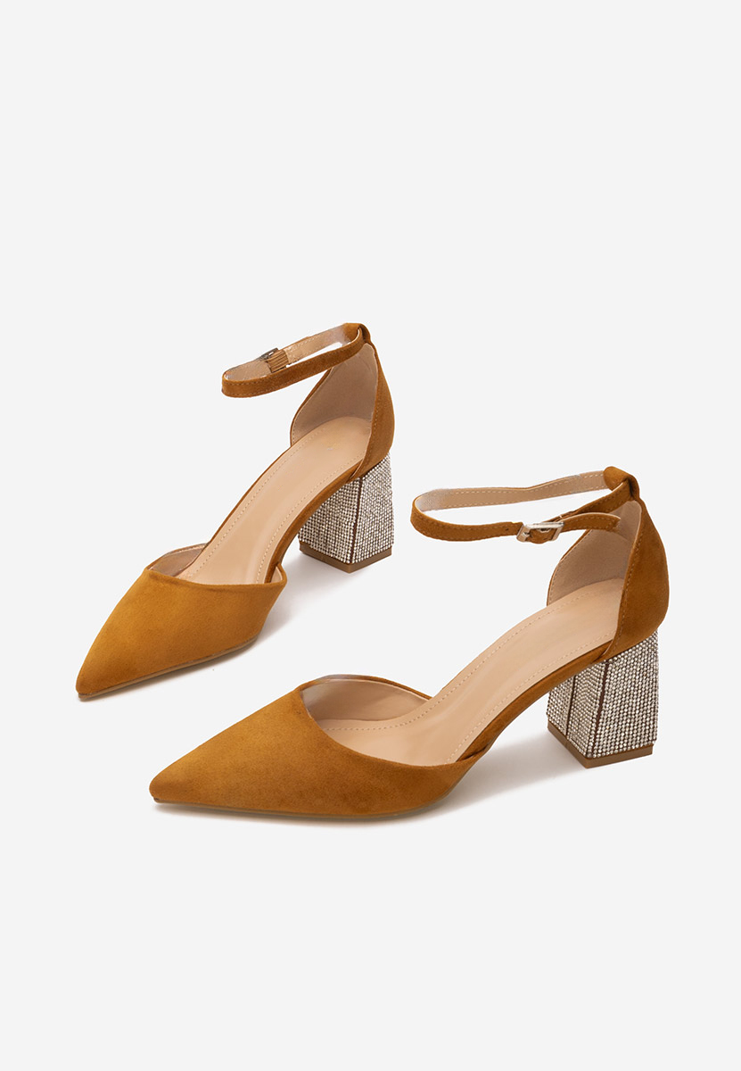 Pantofi cu toc gros Ivette camel