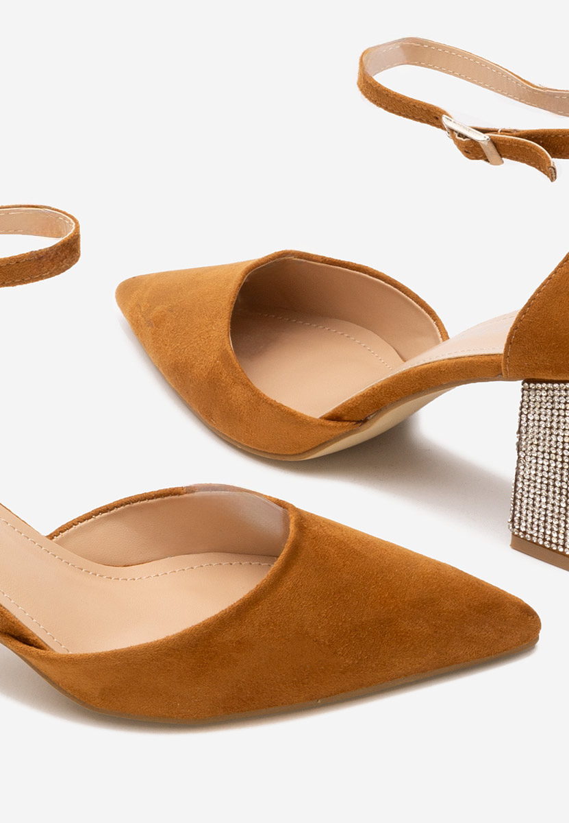 Pantofi cu toc gros Ivette camel