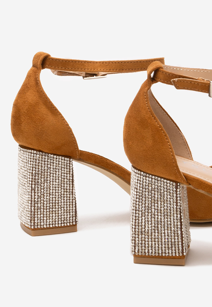 Pantofi cu toc gros Ivette camel