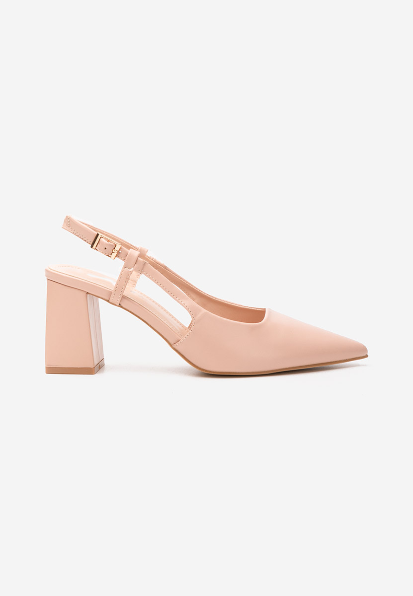 Pantofi cu toc gros Caprice nude
