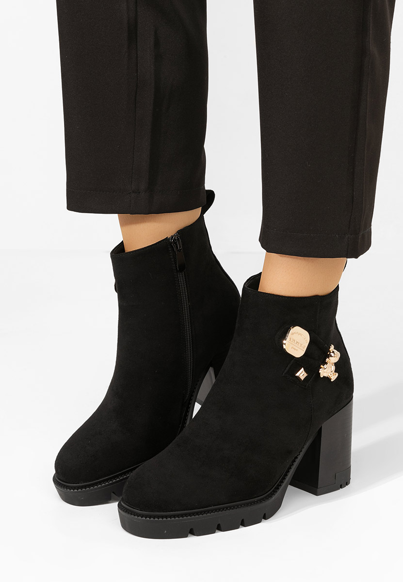 Botine cu toc gros Tasika negre