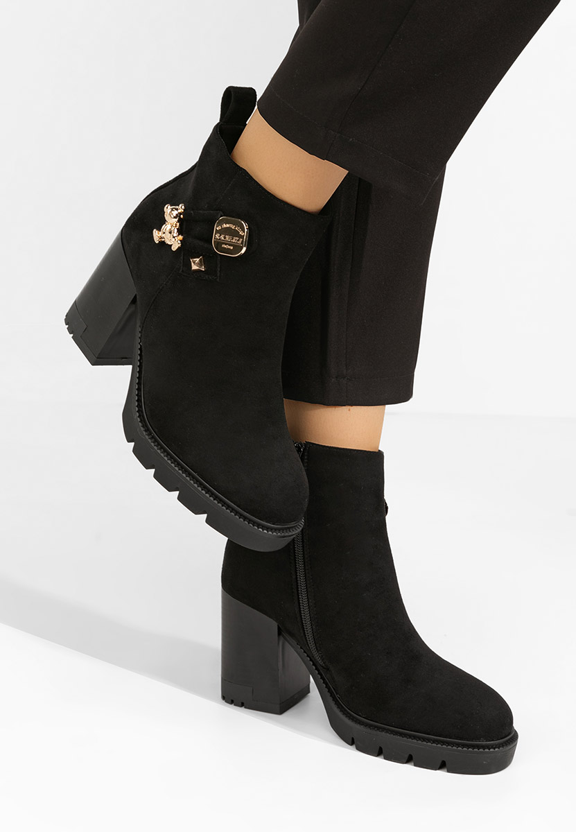 Botine cu toc gros Tasika negre