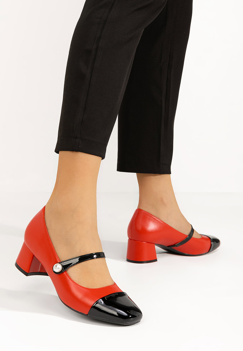 Pantofi cu toc gros Blety rosii