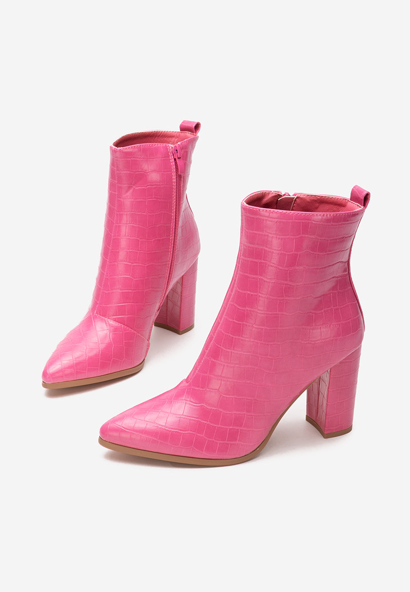 Botine cu toc gros Sherryl fucsia