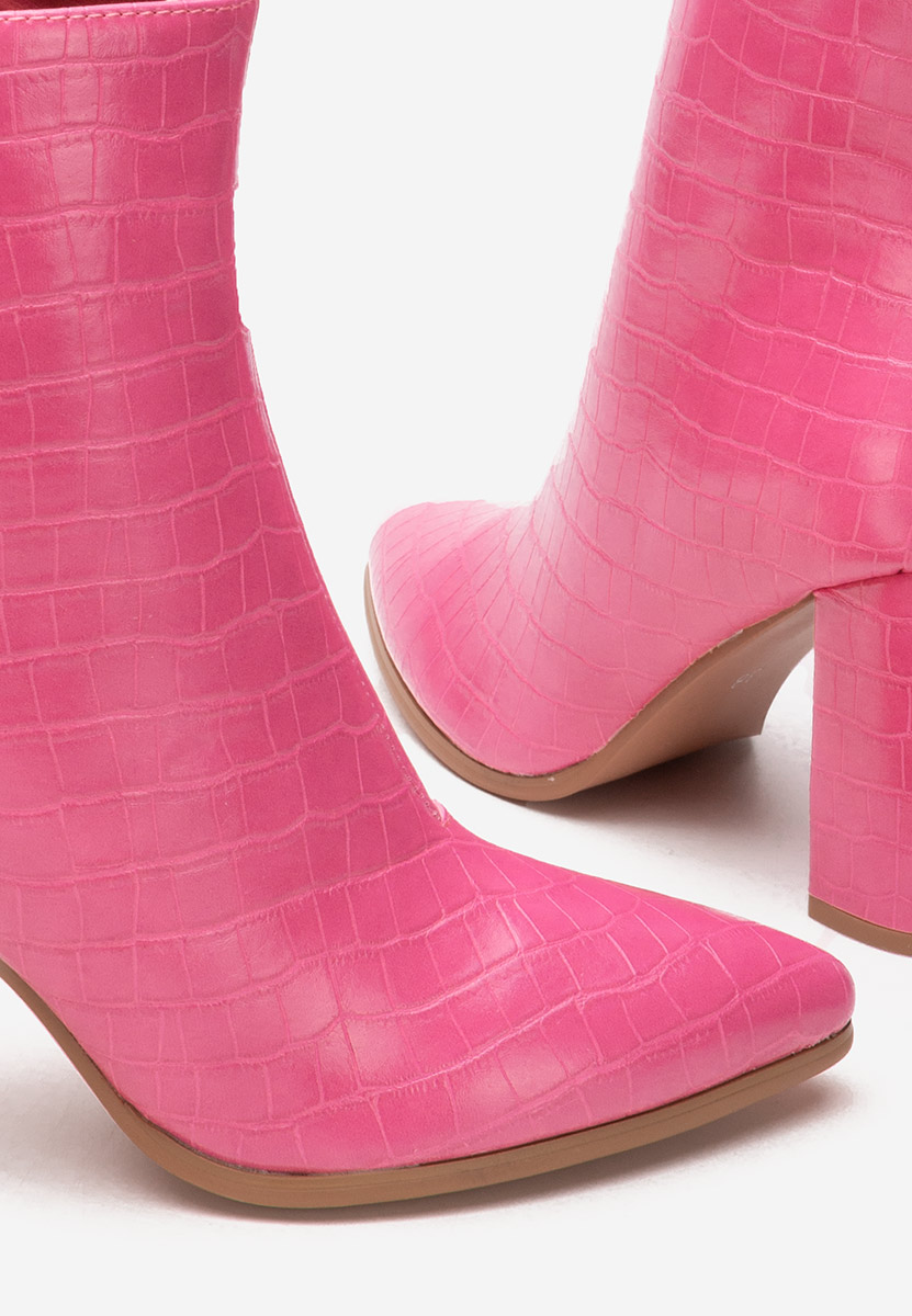 Botine cu toc gros Sherryl fucsia