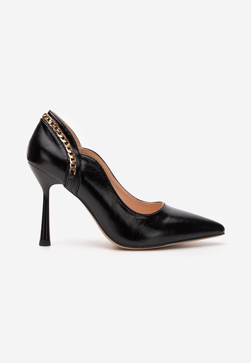 Pantofi cu toc subtire Majory negri