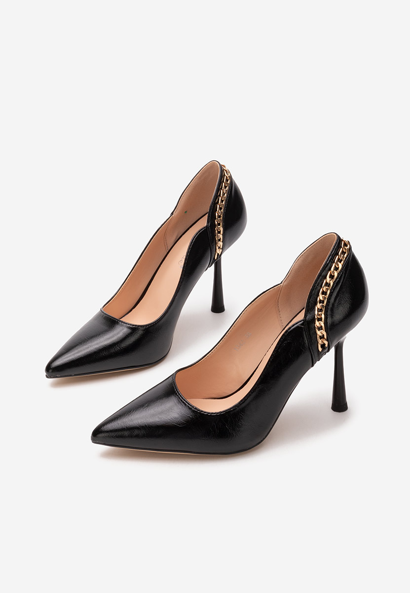 Pantofi cu toc subtire Majory negri