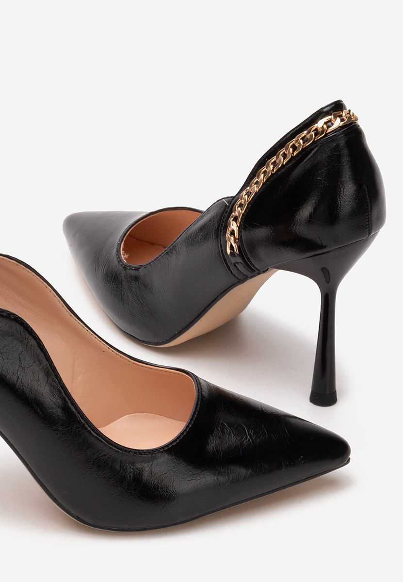 Pantofi cu toc subtire Majory negri