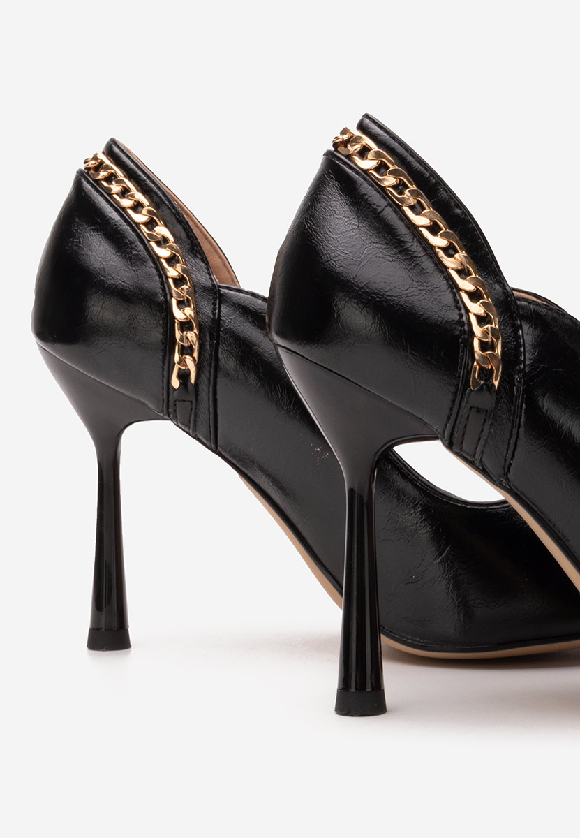 Pantofi cu toc subtire Majory negri