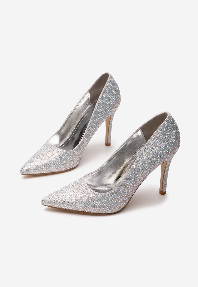 Pantofi stiletto Stacee argintii