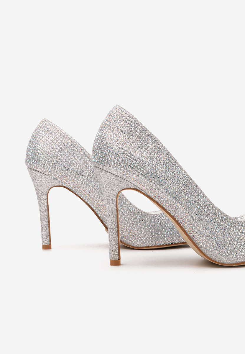 Pantofi stiletto Stacee argintii