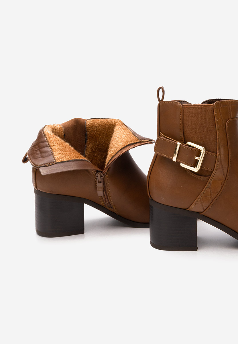 Botine cu toc gros Jessenia camel