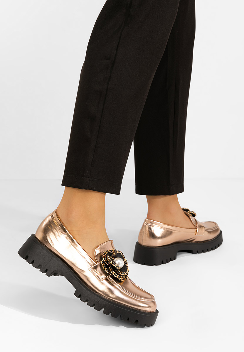 Mocasini cu talpa groasa Sherron champagne
