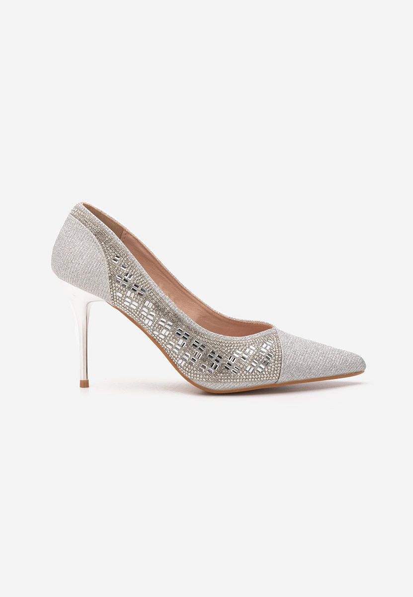 Pantofi stiletto Zenica argintii