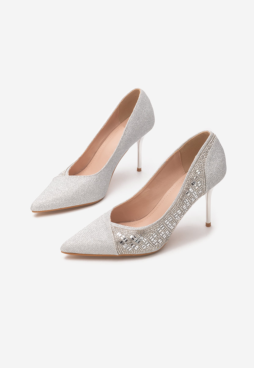 Pantofi stiletto Zenica argintii