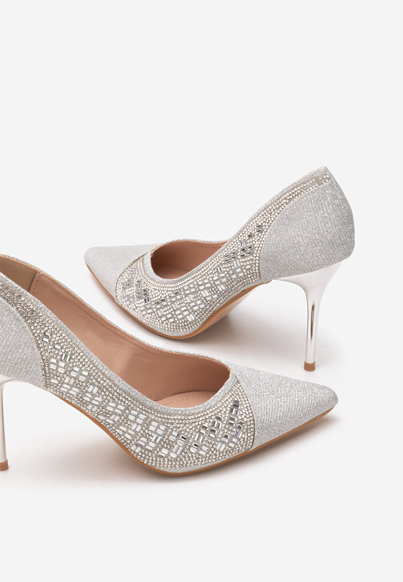Pantofi stiletto Zenica argintii