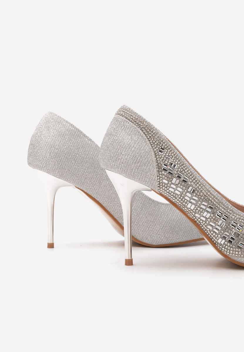Pantofi stiletto Zenica argintii