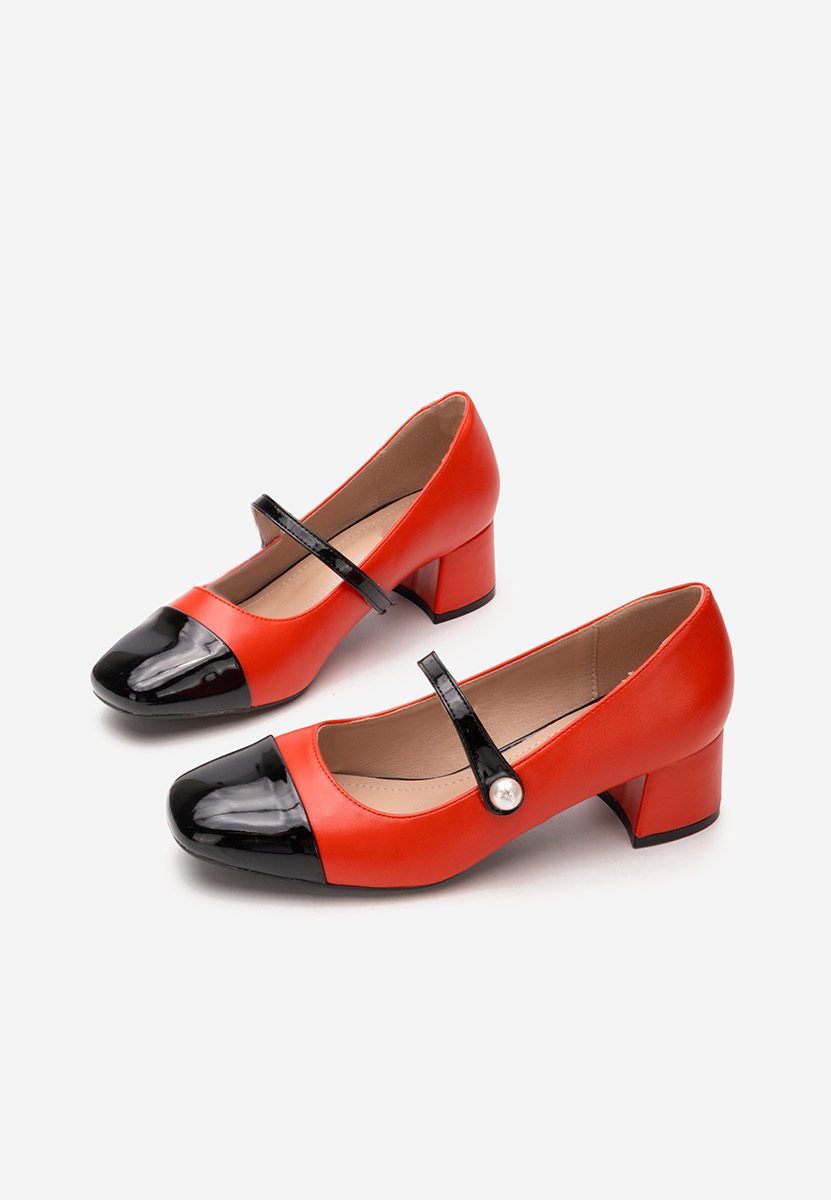 Pantofi cu toc gros Blety rosii