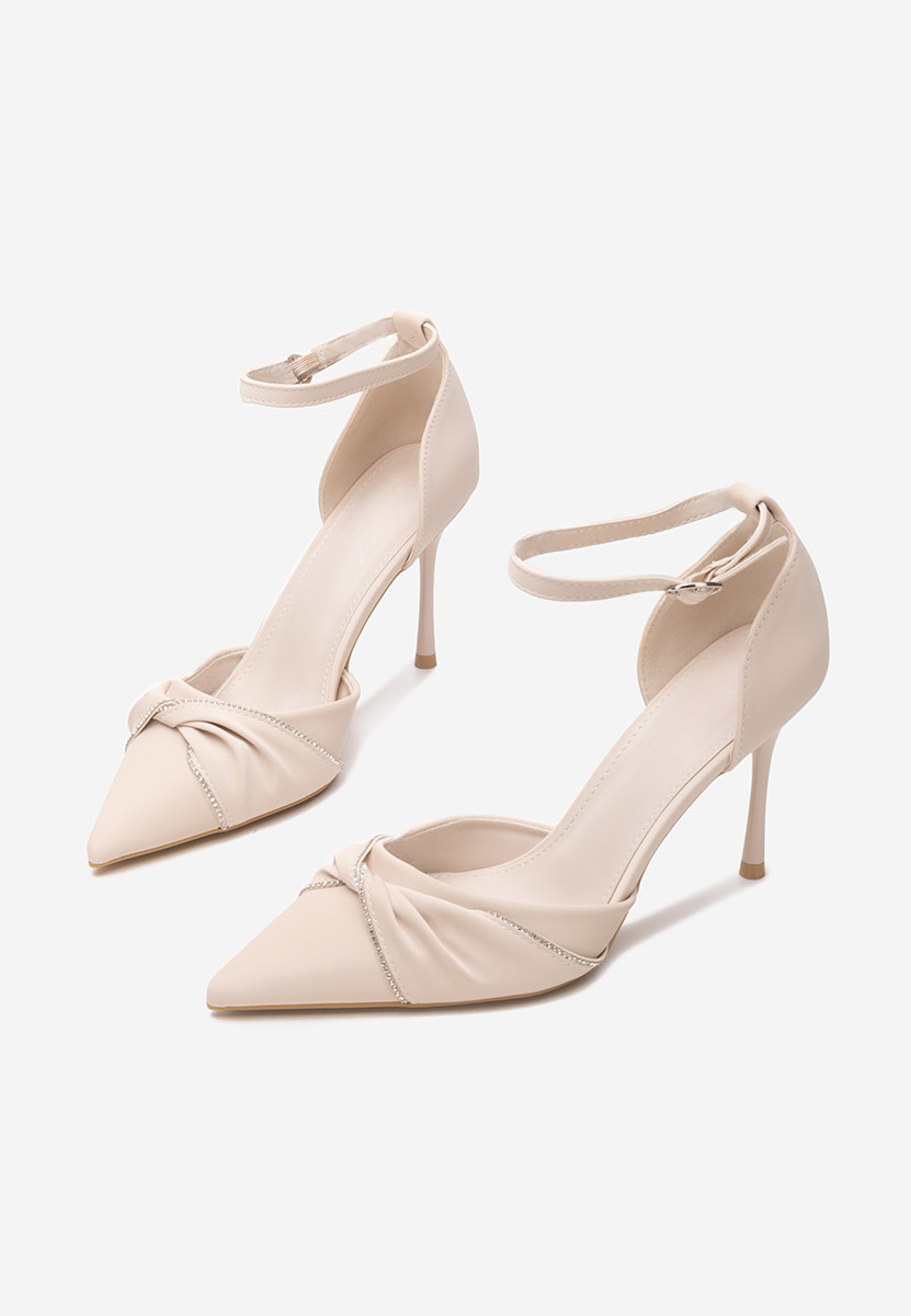 Pantofi cu toc subtire Shemeka bej